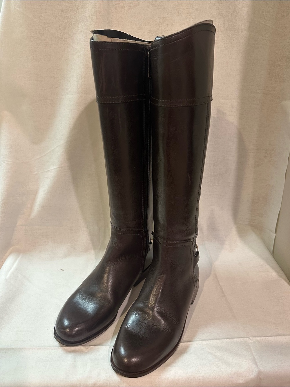 Tory Burch Jess Dark Brown Leather Riding Boots Size 7